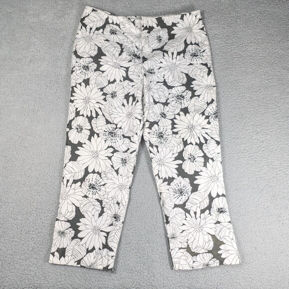 Gap Pants Womens Size 14 Black White Floral Pattern Stretch Pants - Picture 3 of 7